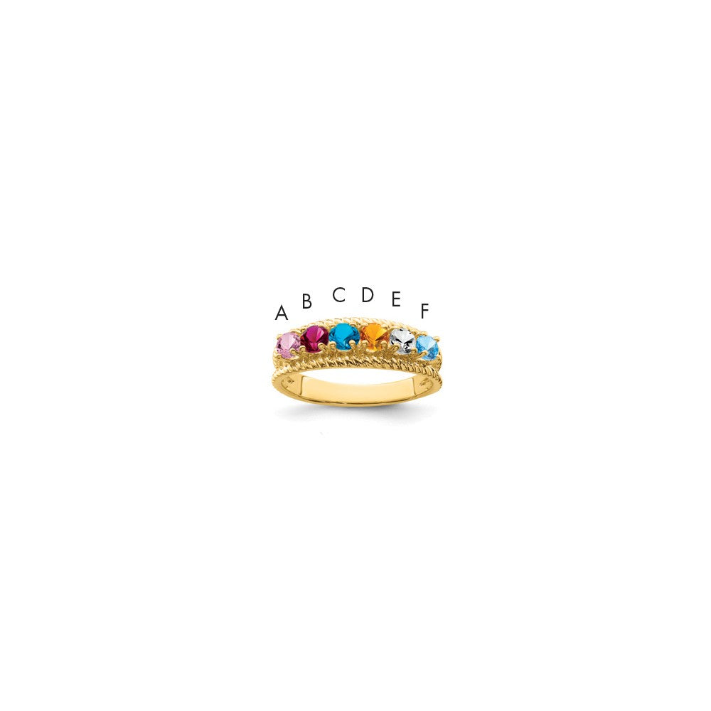 14k Polished 6-Stone Mothers Ring Mounting