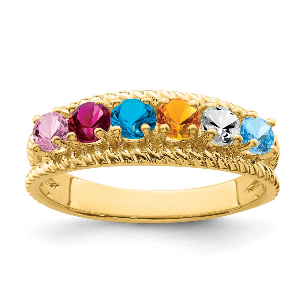 14k Polished 6-Stone Mothers Ring Mounting