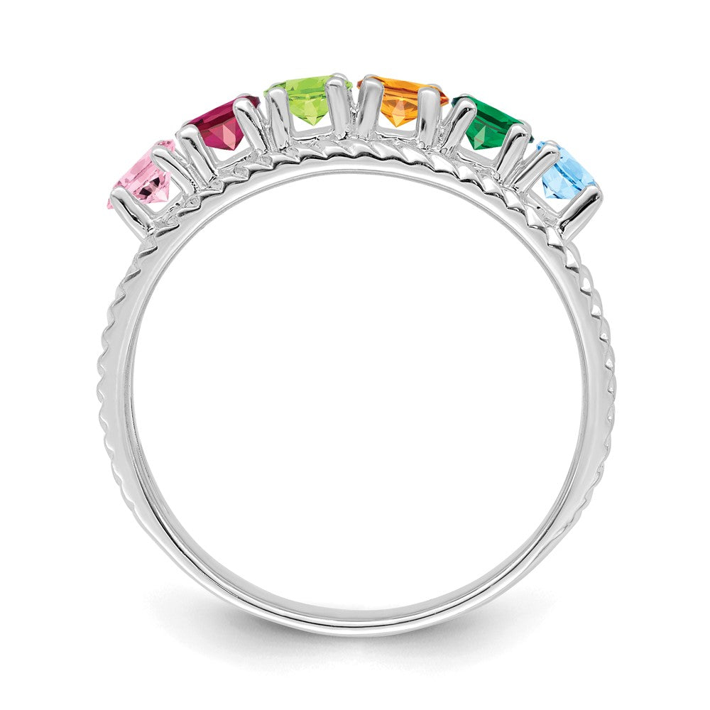 14k White Gold Polished 6-Stone Mothers Ring Mounting