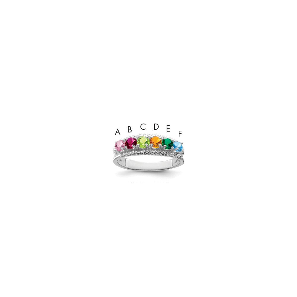 14k White Gold Synthetic Family Jewelry Ring
