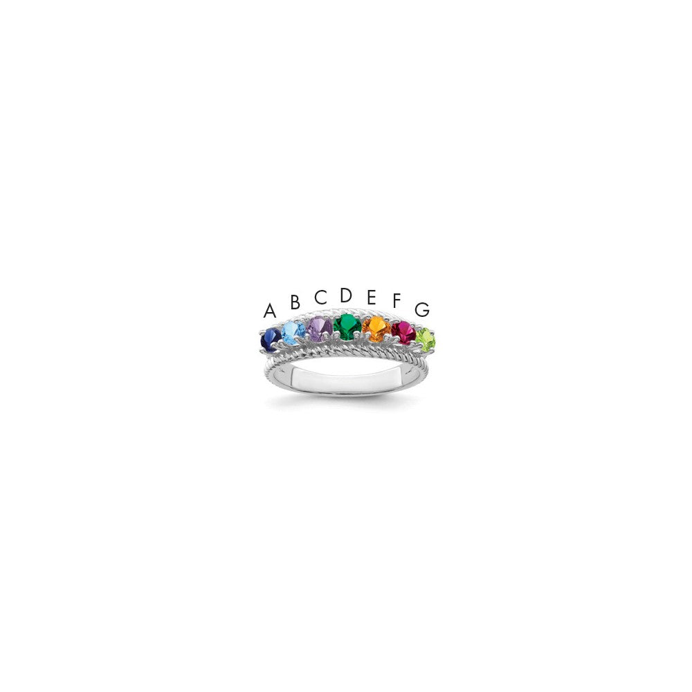 14k White Gold Polished 7-Stone Mothers Ring Mounting