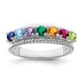14k White Gold Synthetic Family Jewelry Ring