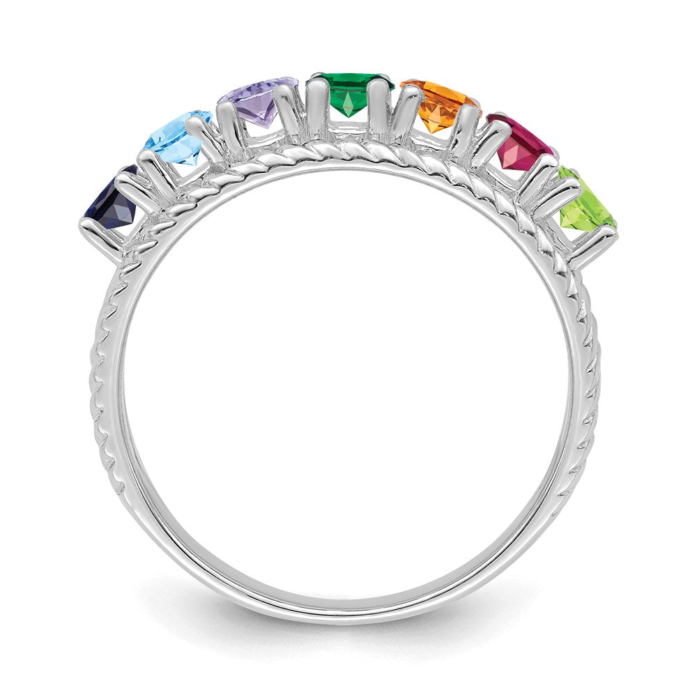 14k White Gold Synthetic Family Jewelry Ring