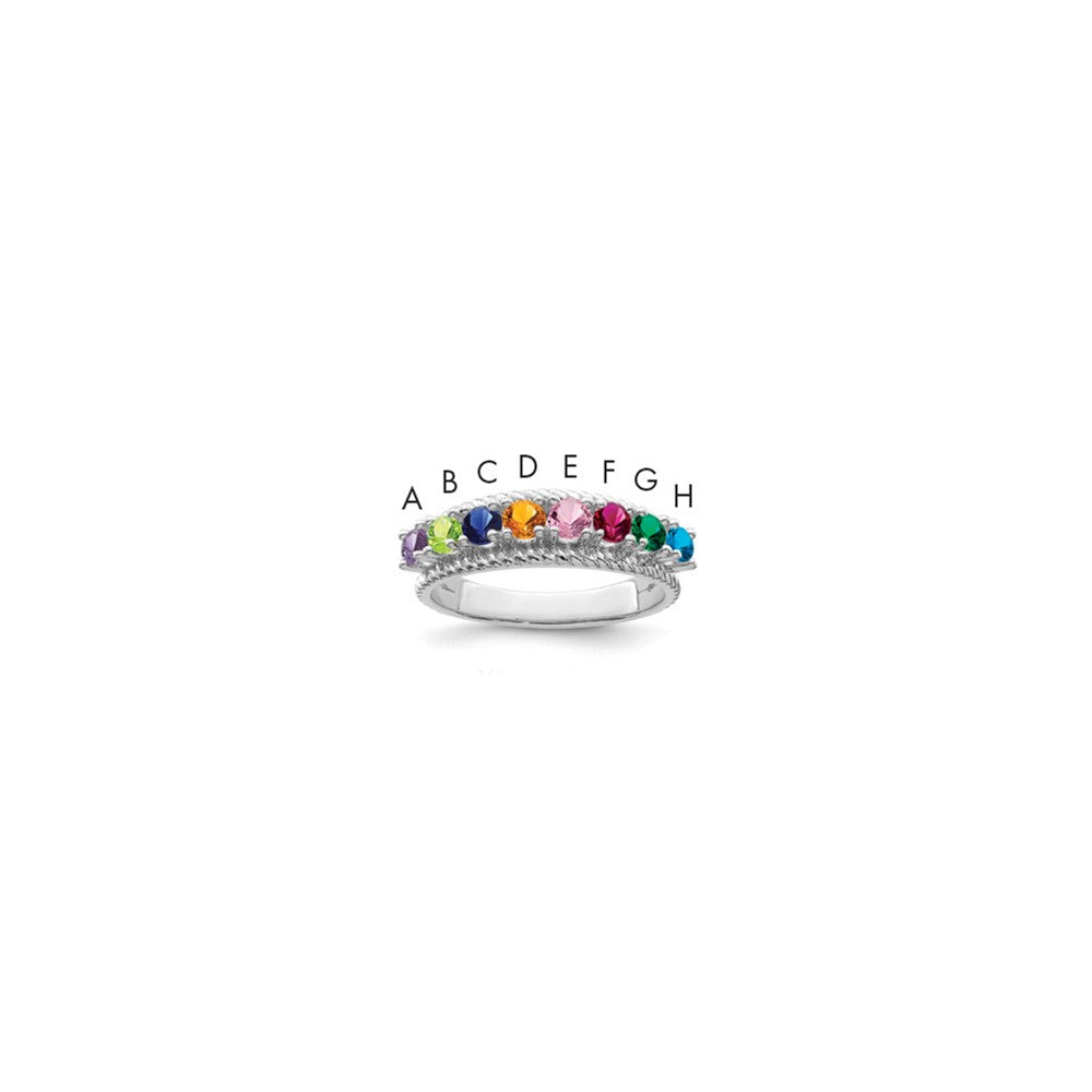 14k White Gold Polished 8-Stone Mothers Ring Mounting