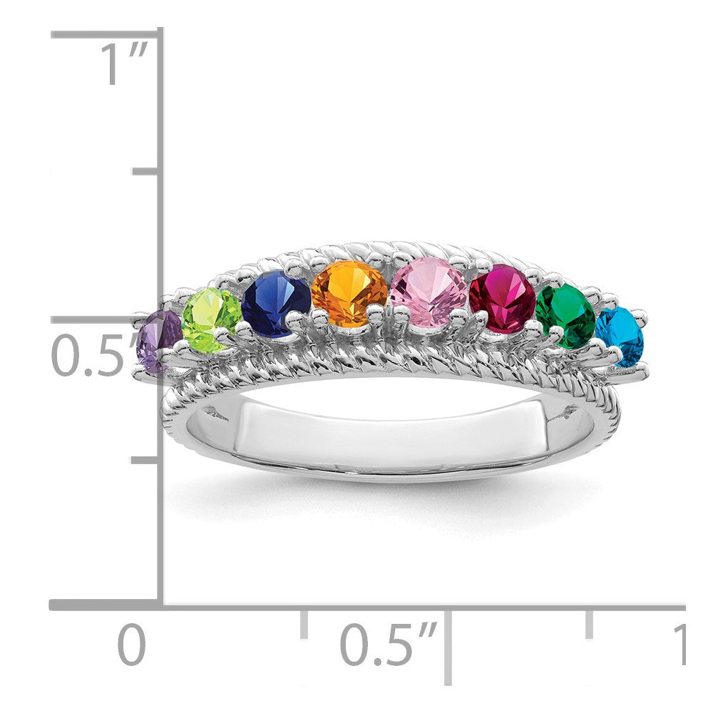 14k White Gold Synthetic Family Jewelry Ring