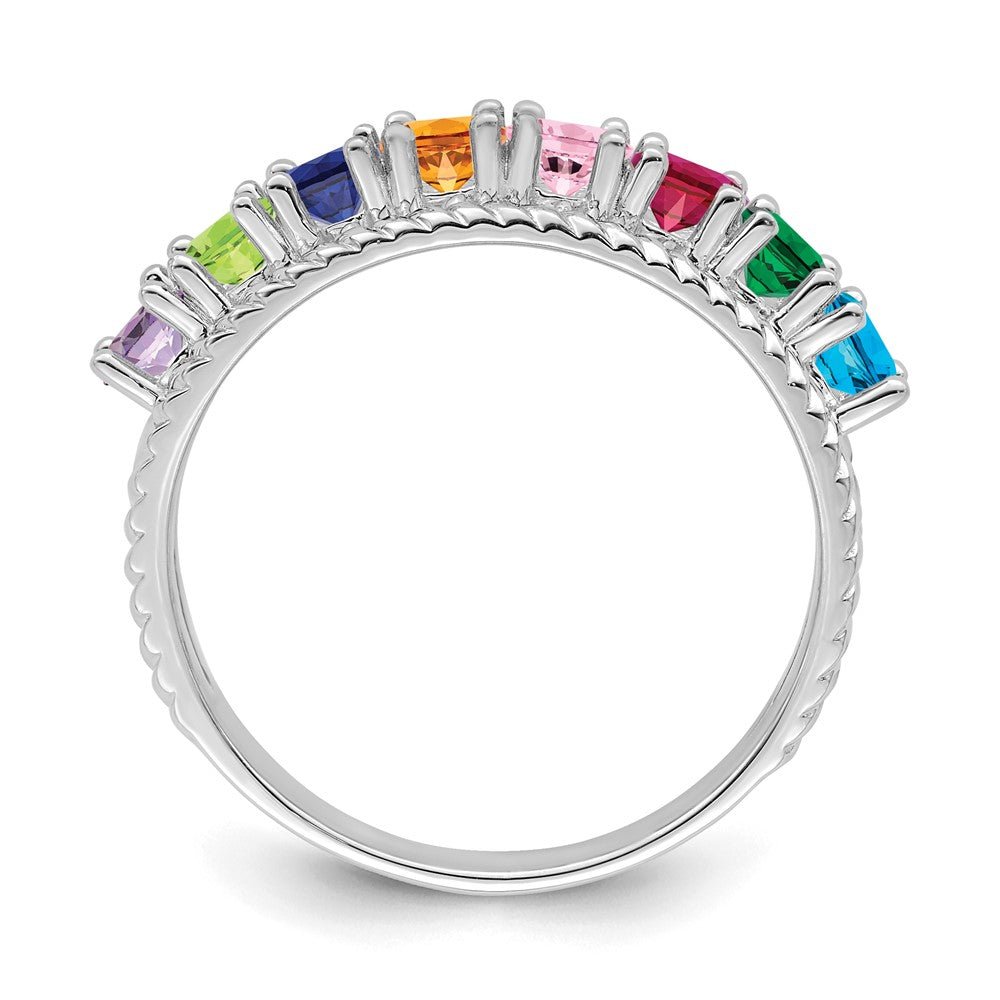 14k White Gold Synthetic Family Jewelry Ring