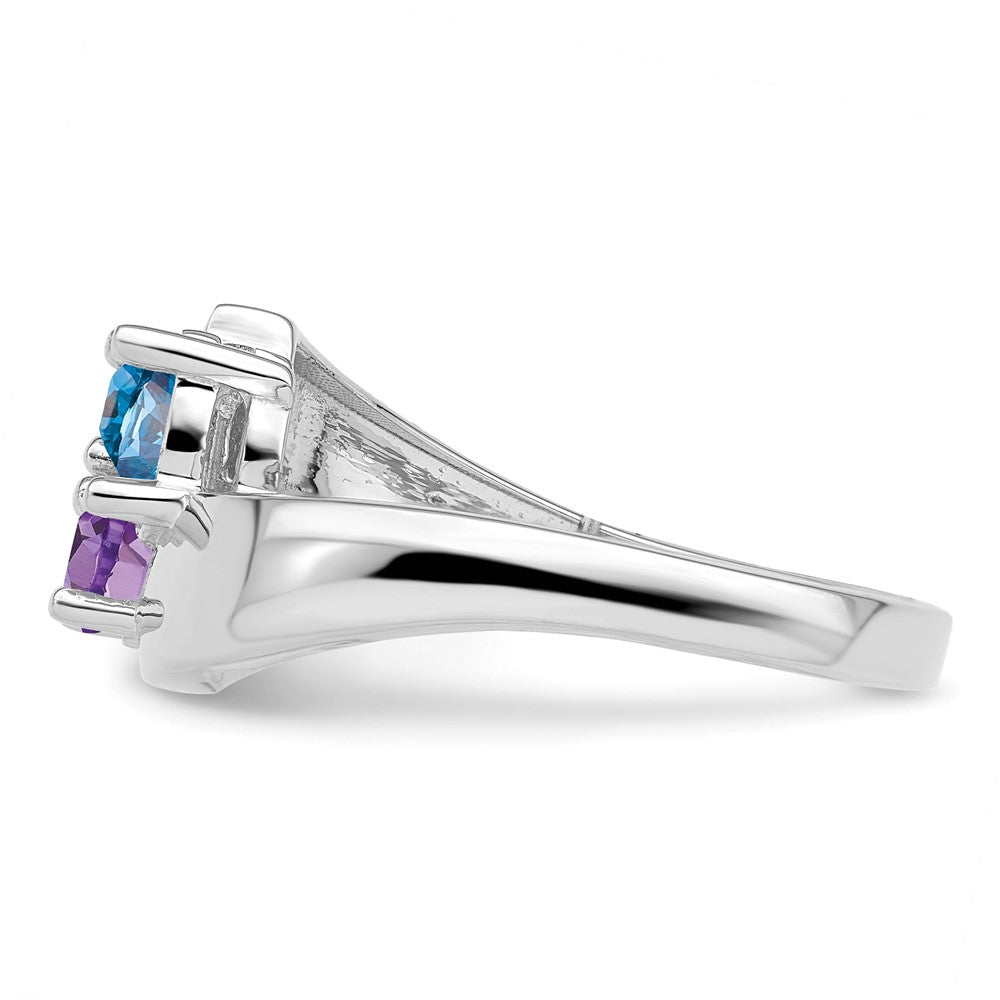 14k White Gold Synthetic Family Jewelry Ring