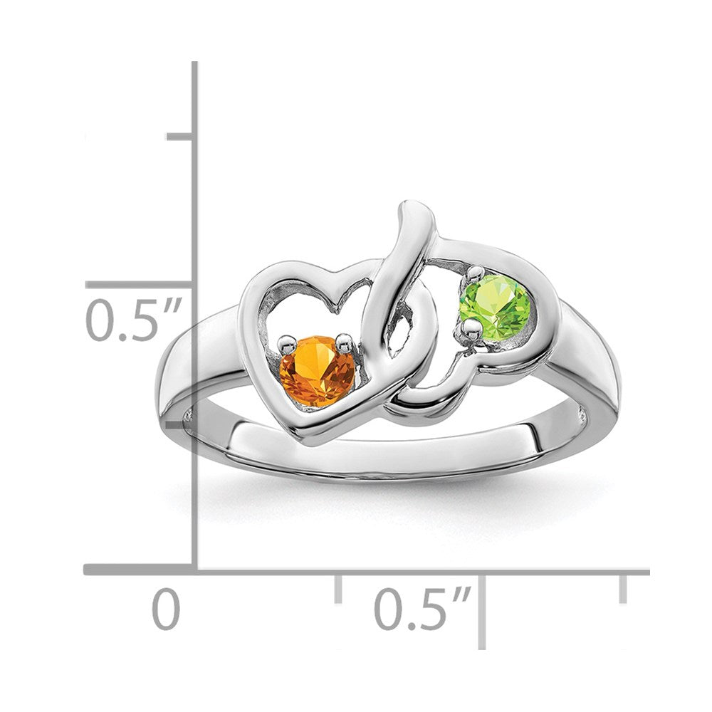 Sterling Silver Rhodium-plated Synthetic 2 Stone Mother's Ring