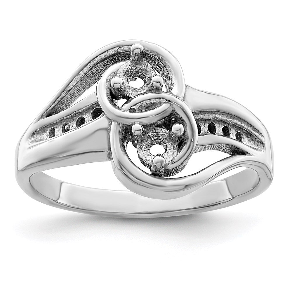 Sterling Silver Rhodium-plated Imitation and Diamond Couple Ring