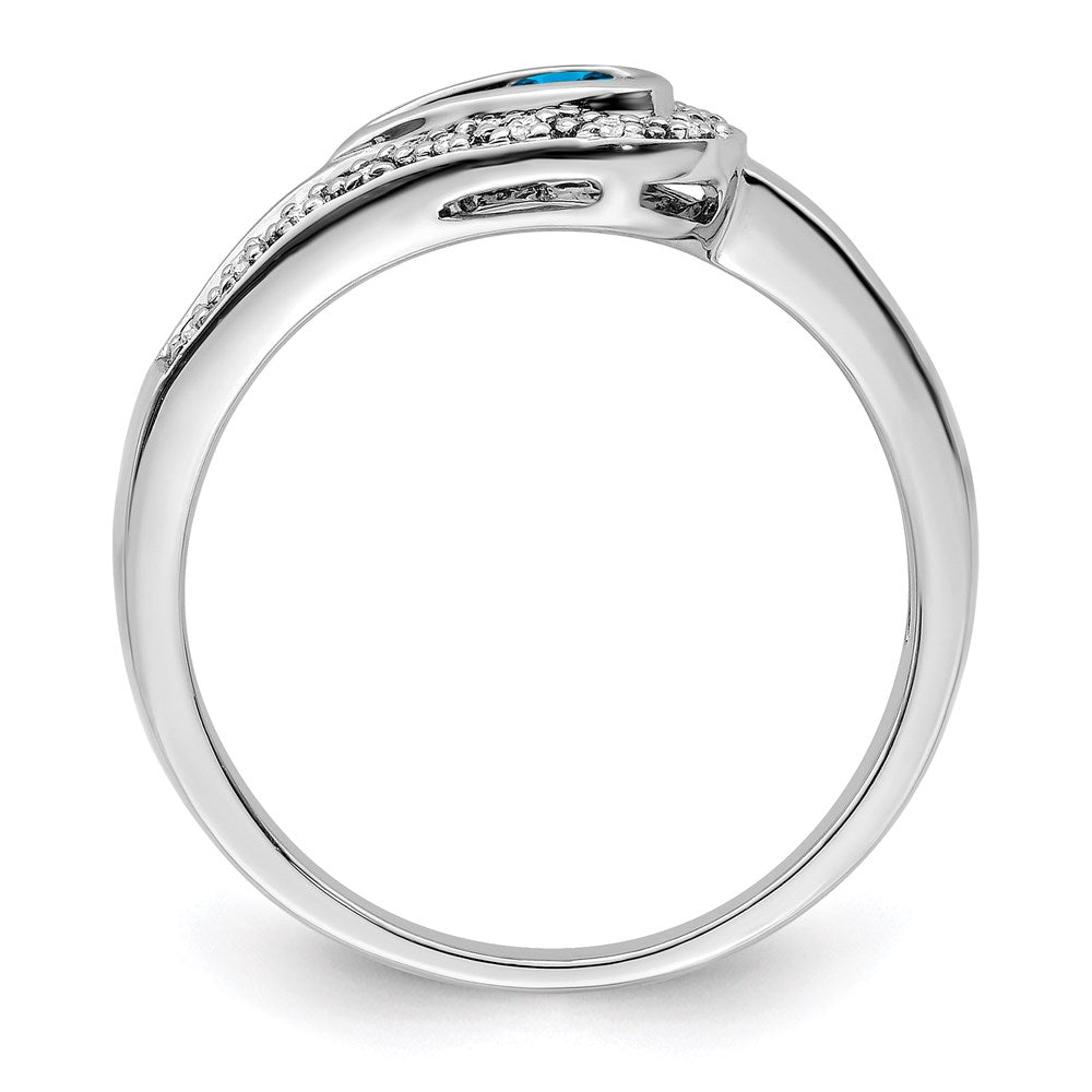 14K White Gold Family Jewelry Synthetic Stone & Diamond Set Ring