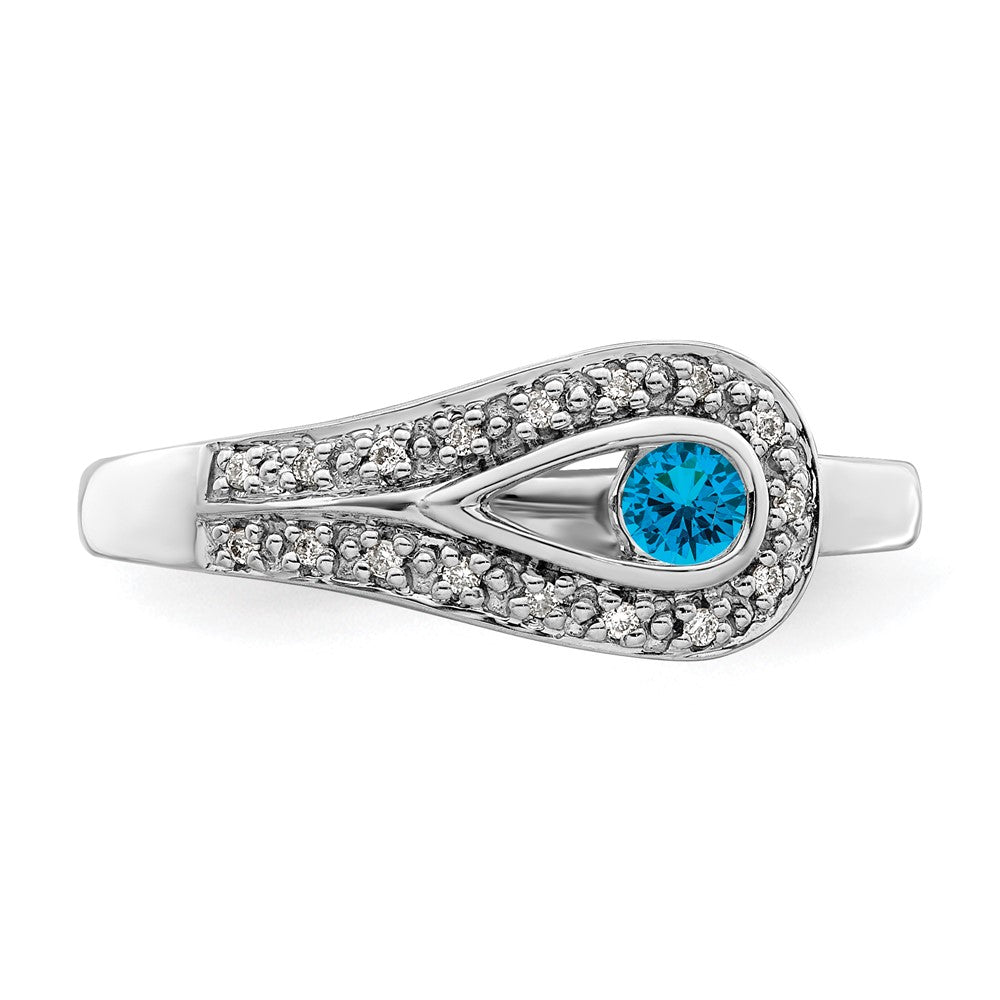 14K White Gold Family Jewelry Synthetic Stone & Diamond Set Ring