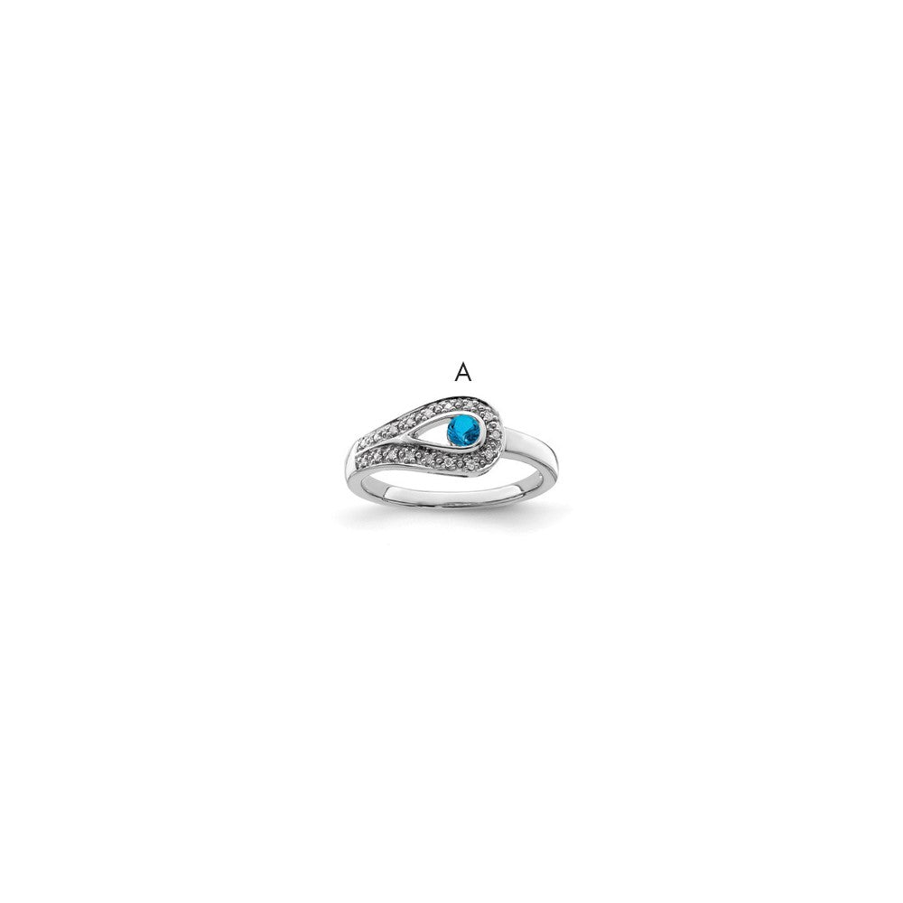 14K White Gold Family Jewelry Genuine Stone & Diamond Set Ring