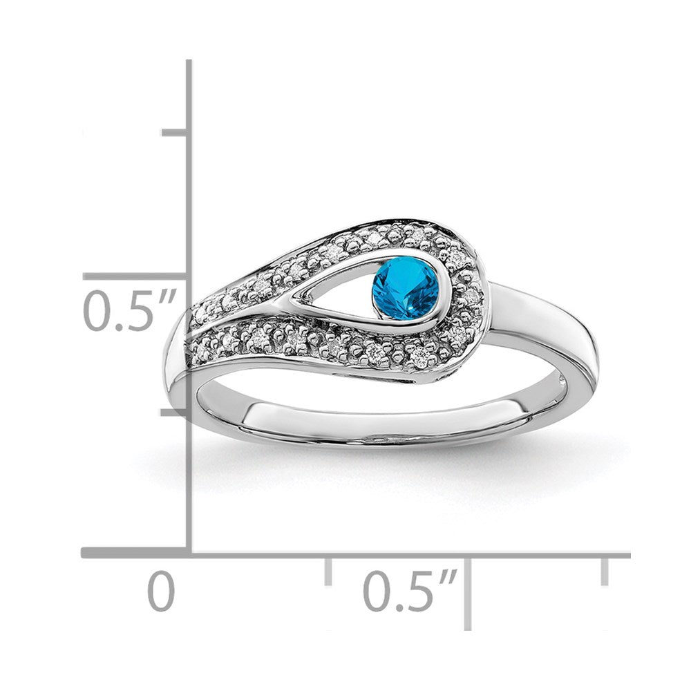 14K White Gold Family Jewelry Synthetic Stone & Diamond Set Ring