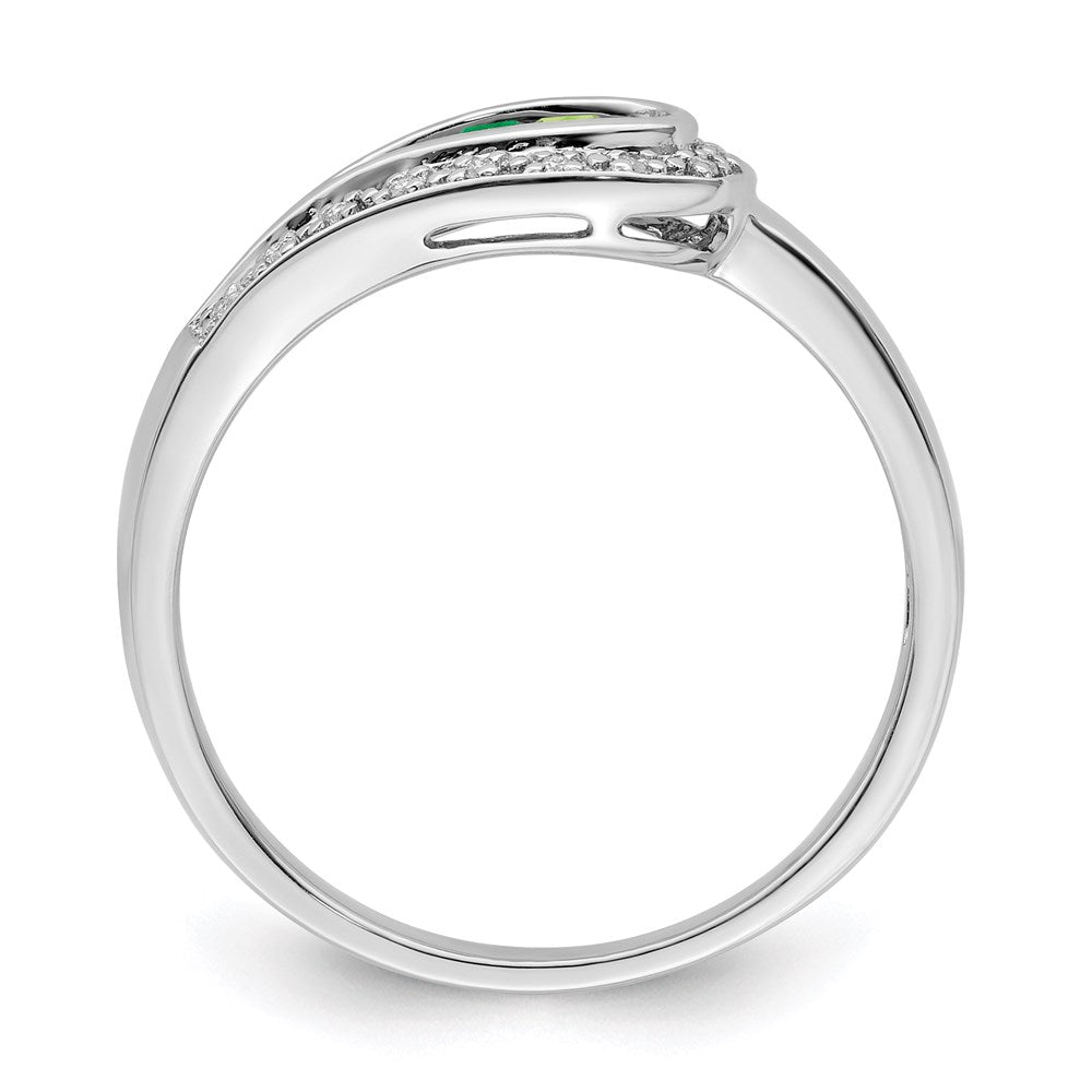 14K White Gold Family Jewelry Genuine Stone & Diamond Set Ring