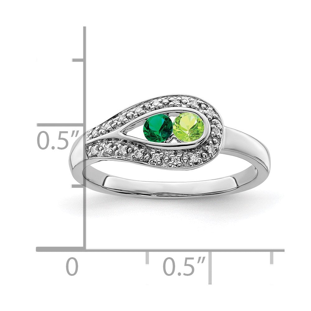14K White Gold Family Jewelry Synthetic Stone & Diamond Set Ring