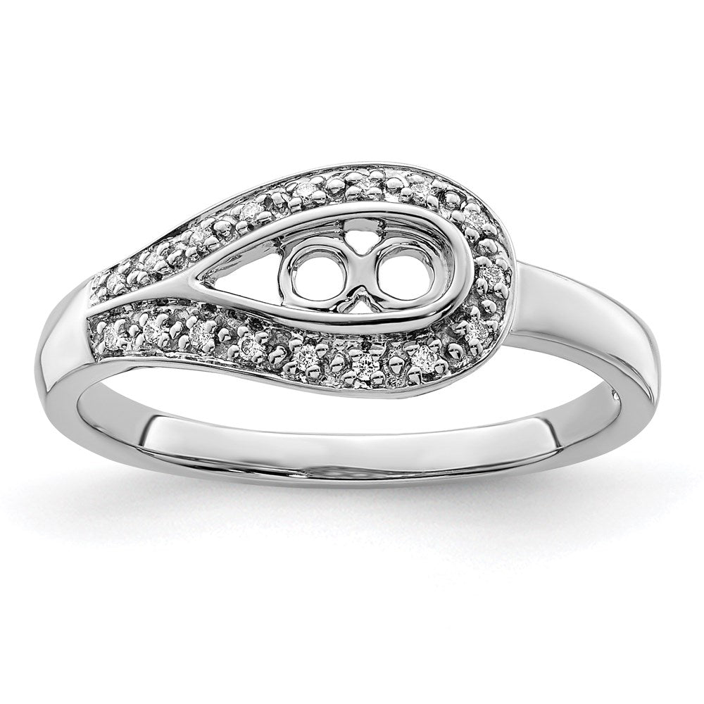 14K White Gold Family Jewelry Genuine Stone & Diamond Set Ring
