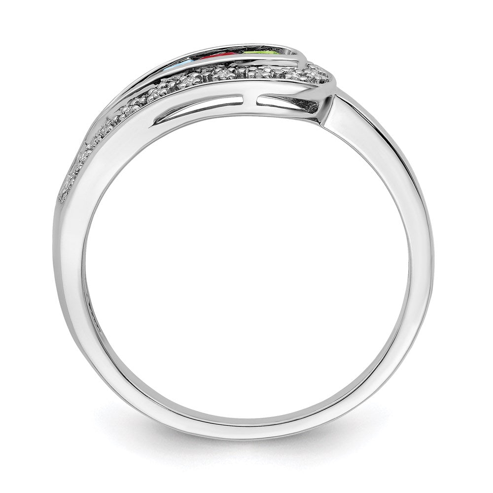 14K White Gold Family Jewelry Genuine Stone & Diamond Set Ring
