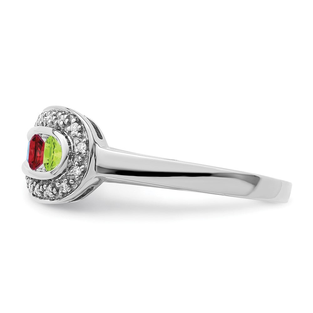 14K White Gold Family Jewelry Genuine Stone & Diamond Set Ring