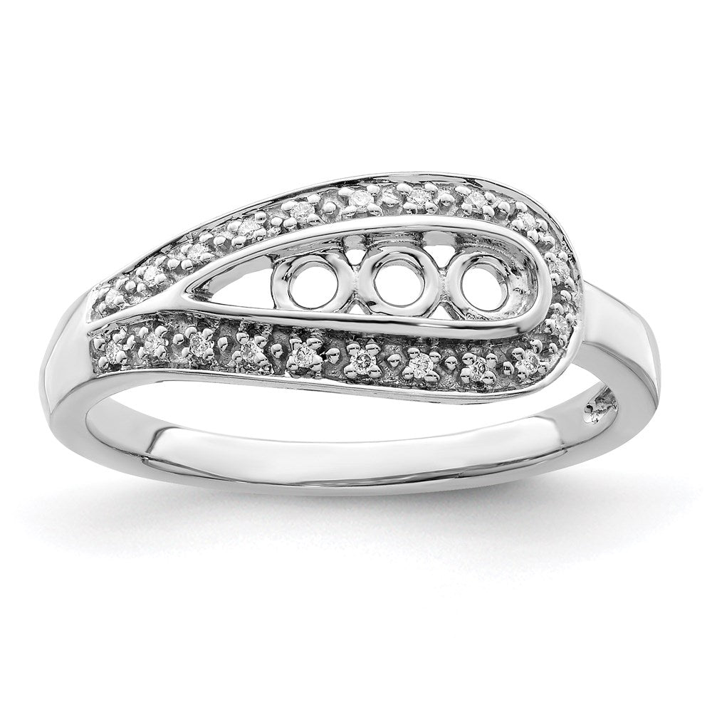 14K White Gold Family Jewelry Genuine Stone & Diamond Set Ring