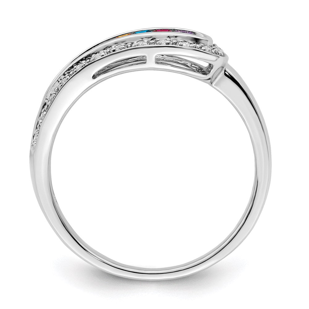 14K White Gold Family Jewelry Genuine Stone & Diamond Set Ring