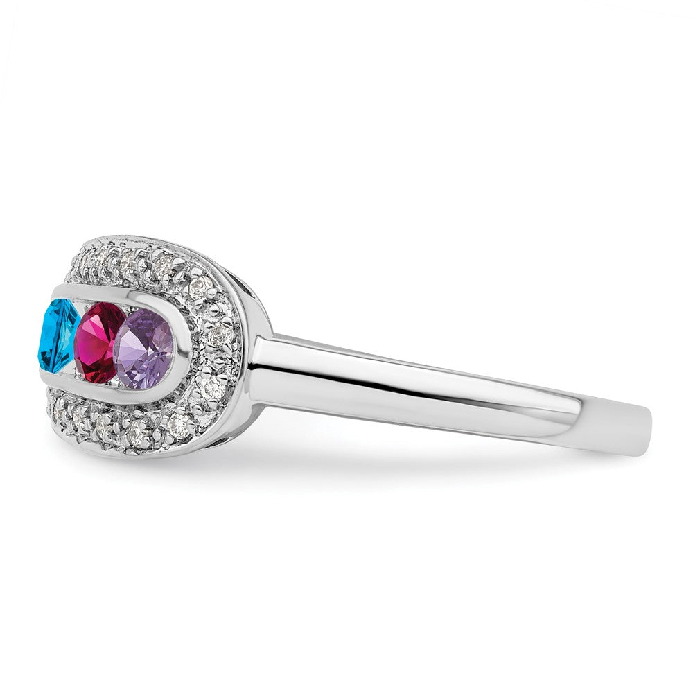 14K White Gold Family Jewelry Genuine Stone & Diamond Set Ring