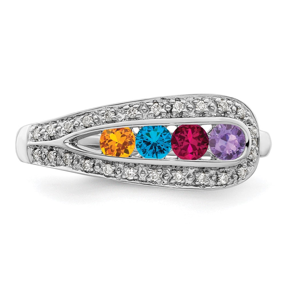 14K White Gold Family Jewelry Diamond Semi-Set Ring