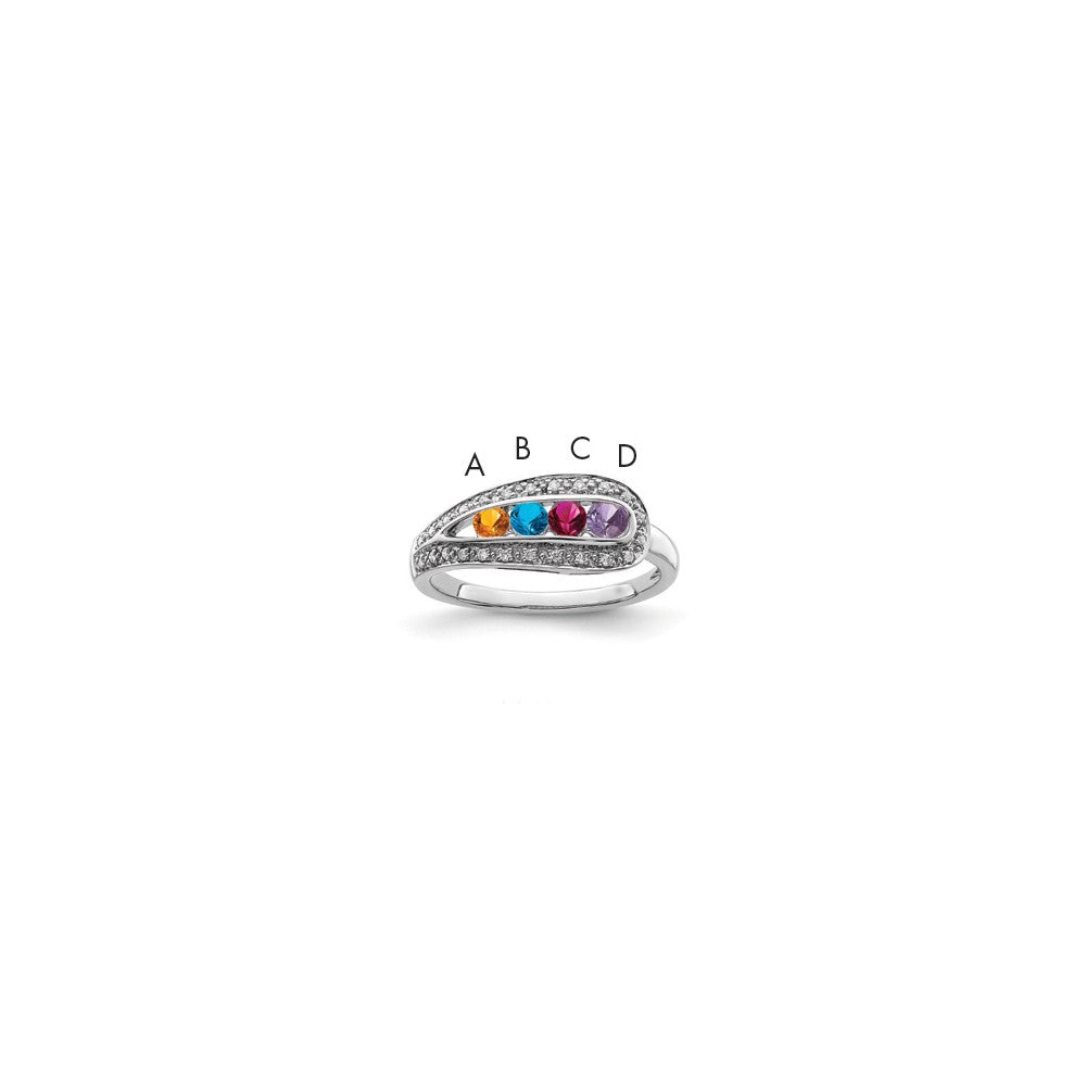 14K White Gold Family Jewelry Diamond Semi-Set Ring