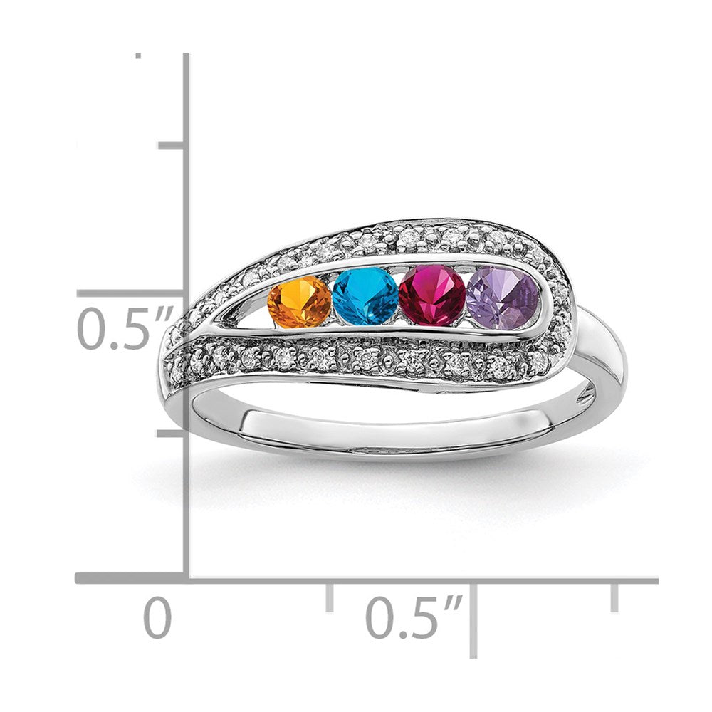 14K White Gold Family Jewelry Diamond Semi-Set Ring