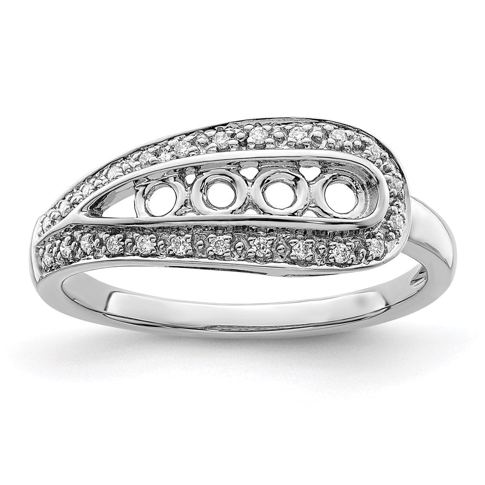 14K White Gold Family Jewelry Synthetic Stone & Diamond Set Ring