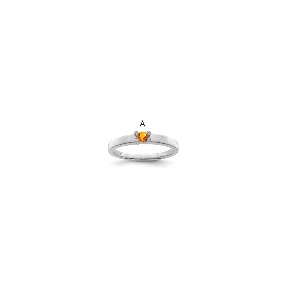 14K White Gold Family Jewelry Genuine Stone & Diamond Set Ring