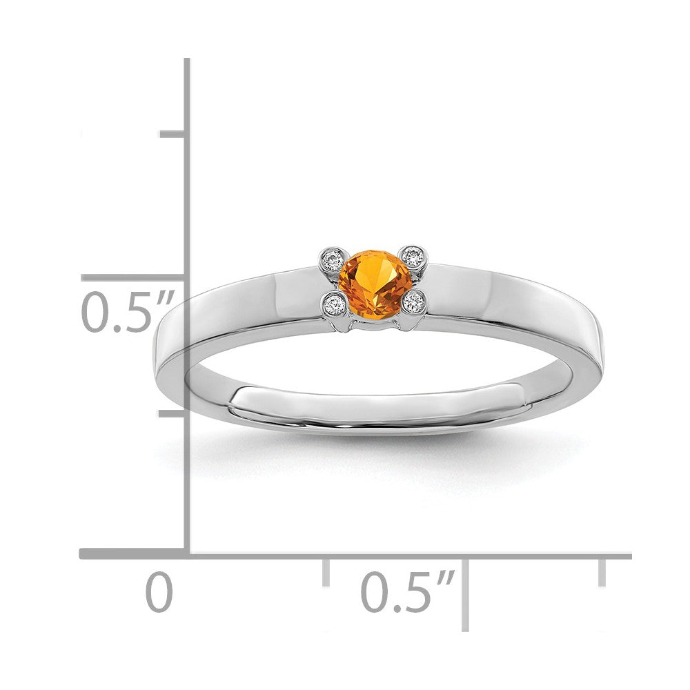 14K White Gold Family Jewelry Genuine Stone & Diamond Set Ring