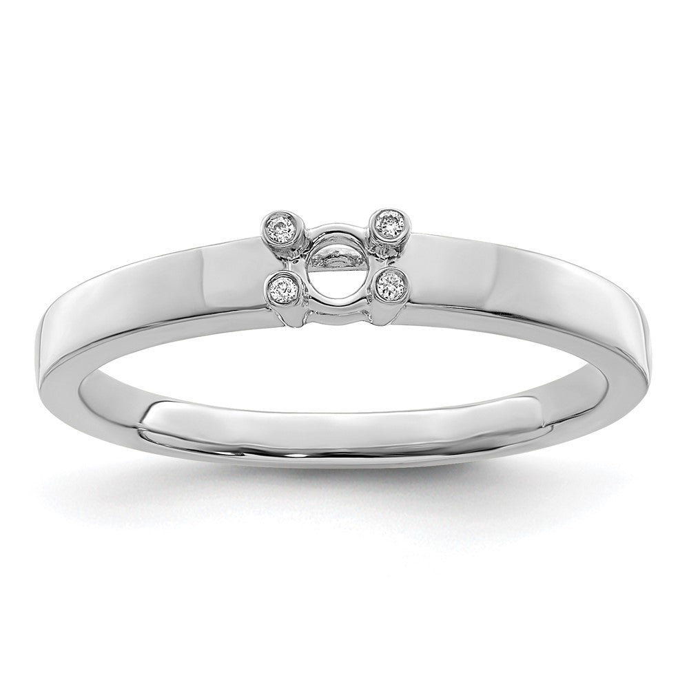 14K White Gold Family Jewelry Genuine Stone & Diamond Set Ring