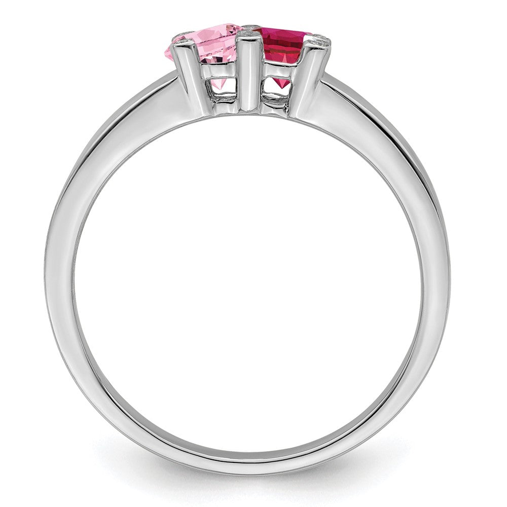 14K White Gold Family Jewelry Synthetic Stone & Diamond Set Ring