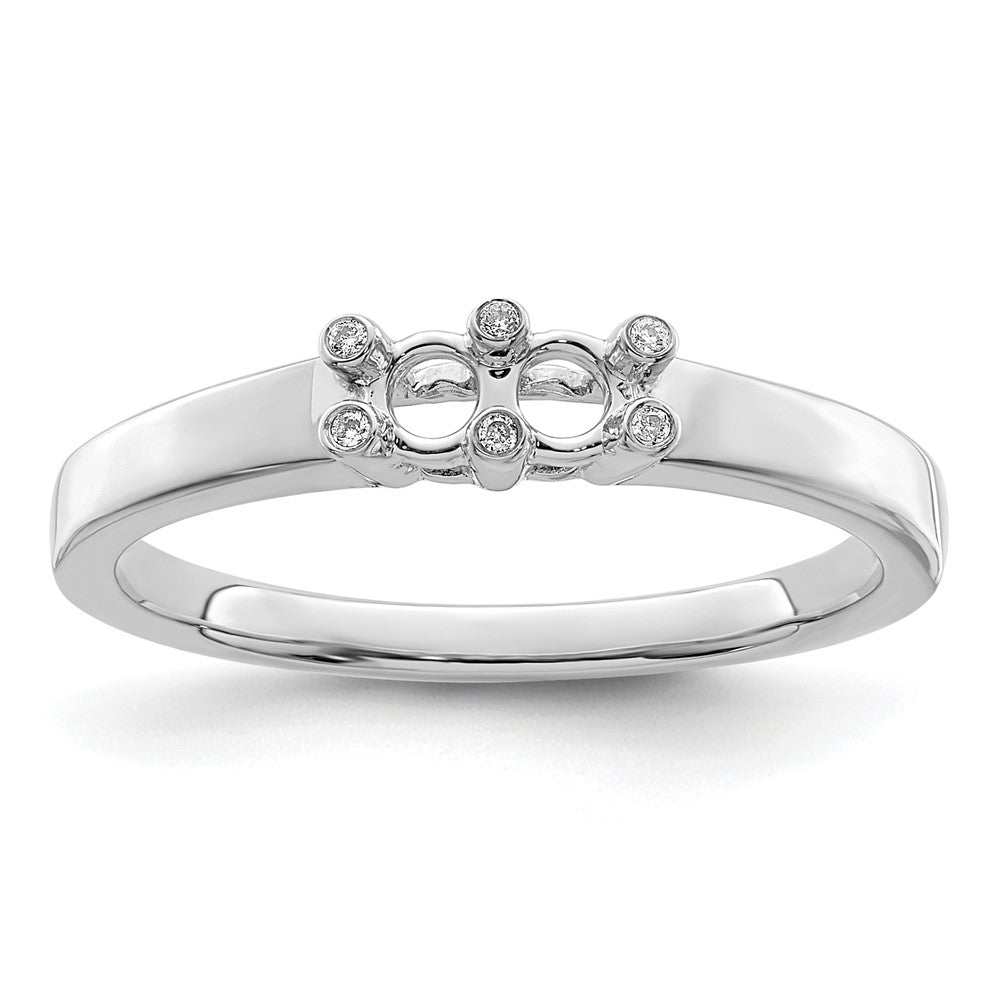 14K White Gold Family Jewelry Synthetic Stone & Diamond Set Ring
