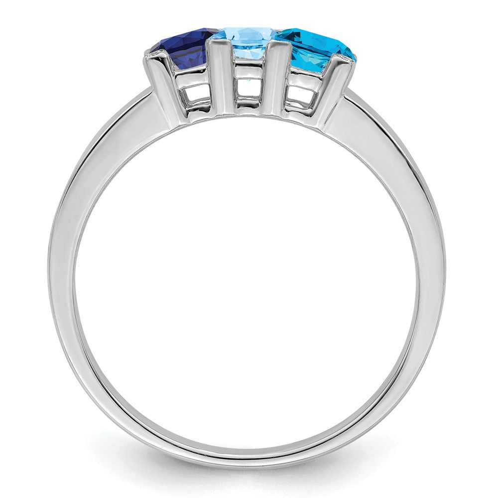 14K White Gold Family Jewelry Genuine Stone & Diamond Set Ring