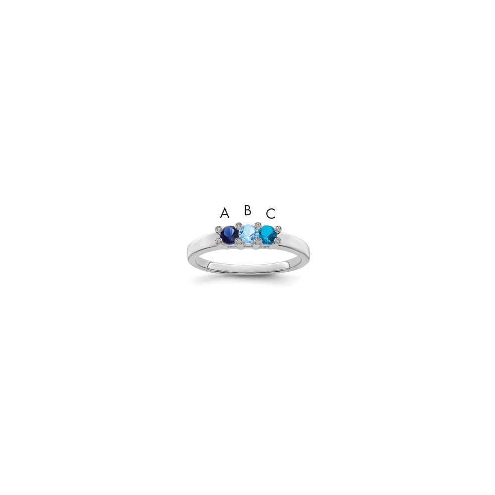 14K White Gold Family Jewelry Diamond Semi-Set Ring