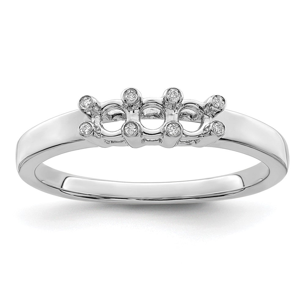 14K White Gold Family Jewelry Synthetic Stone & Diamond Set Ring