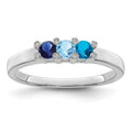 14K White Gold Family Jewelry Genuine Stone & Diamond Set Ring