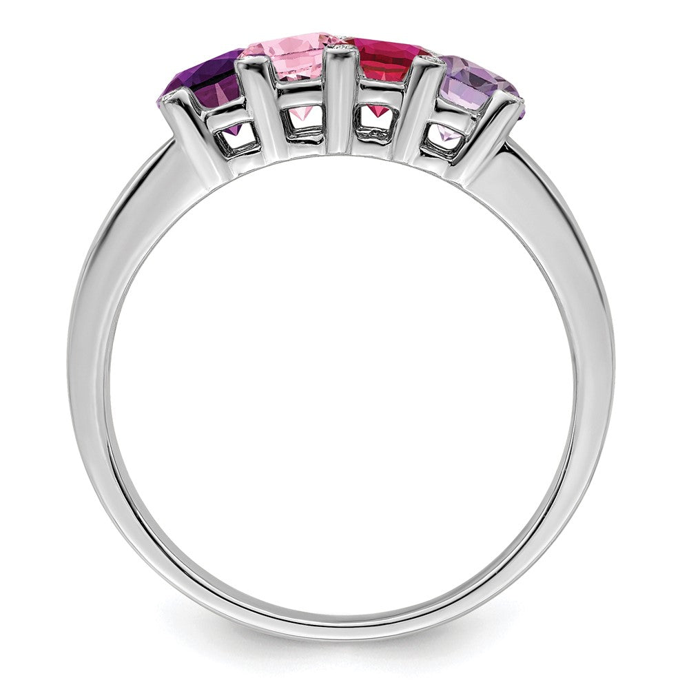 14K White Gold Family Jewelry Genuine Stone & Diamond Set Ring