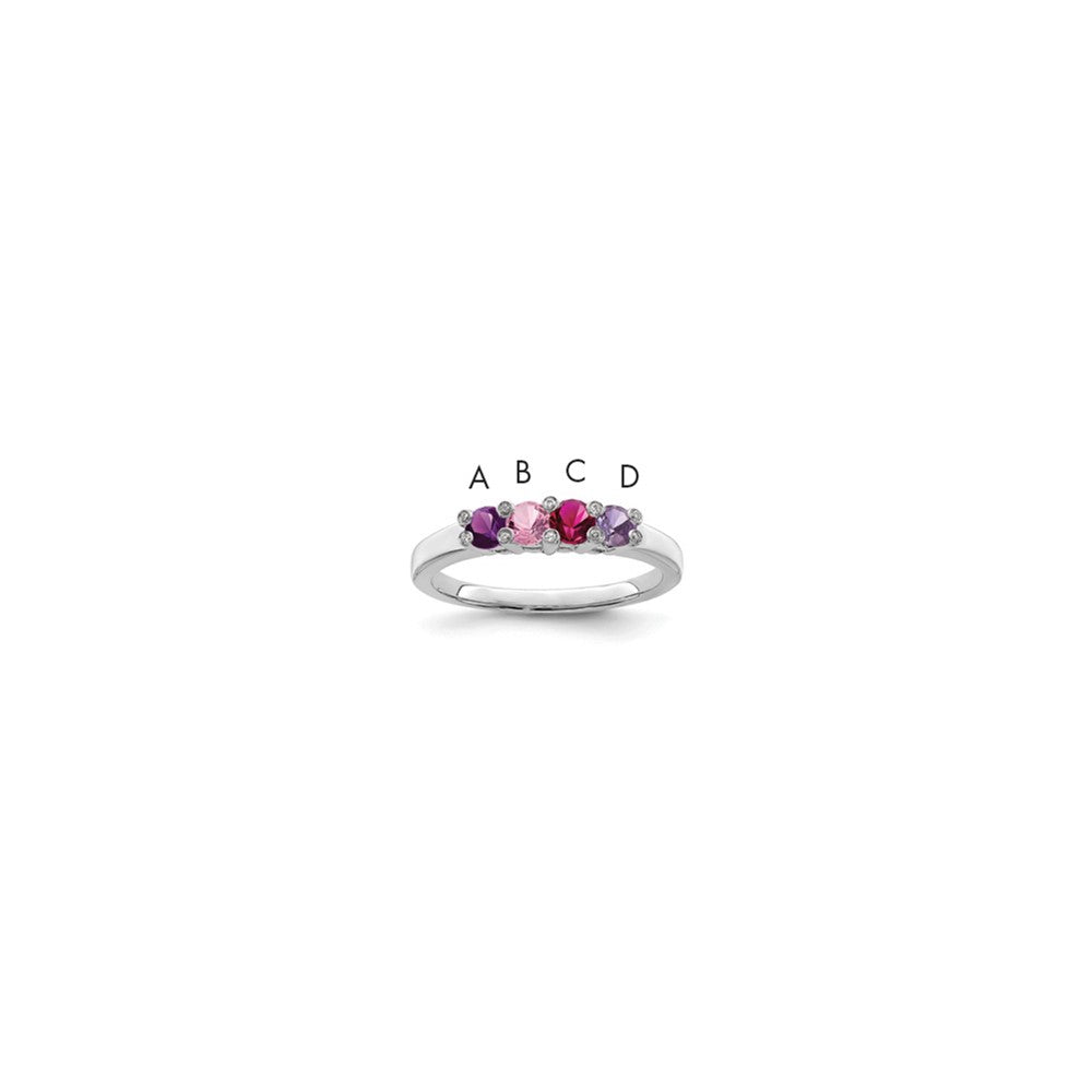 14K White Gold Family Jewelry Synthetic Stone & Diamond Set Ring