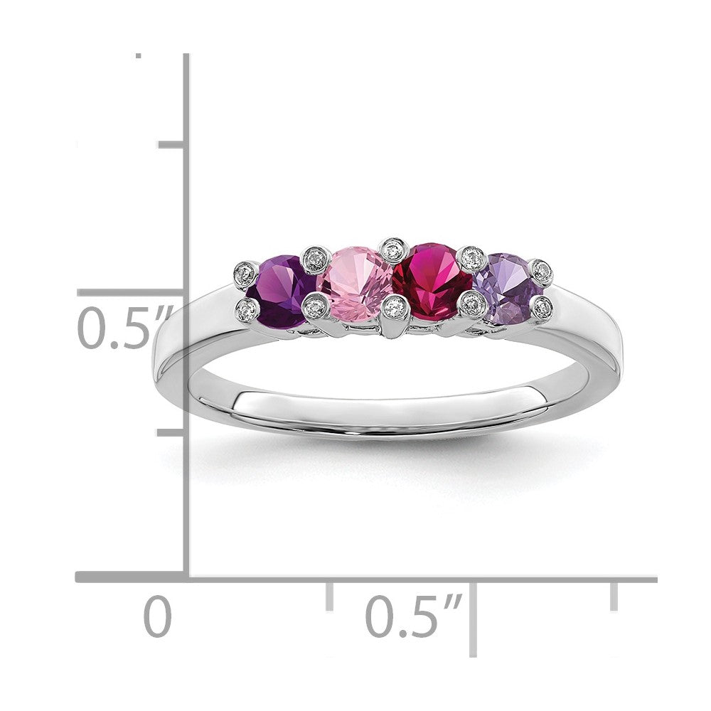 14K White Gold Family Jewelry Diamond Semi-Set Ring