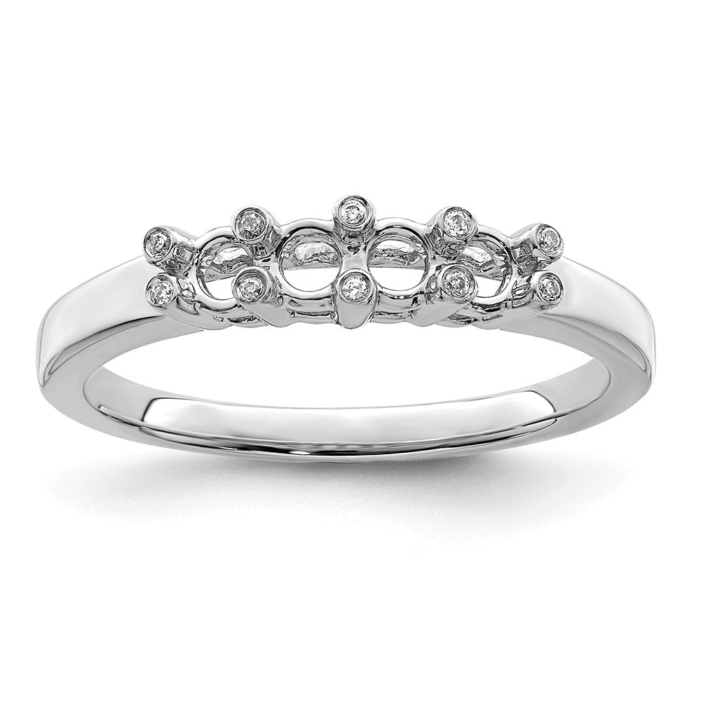 14K White Gold Family Jewelry Genuine Stone & Diamond Set Ring