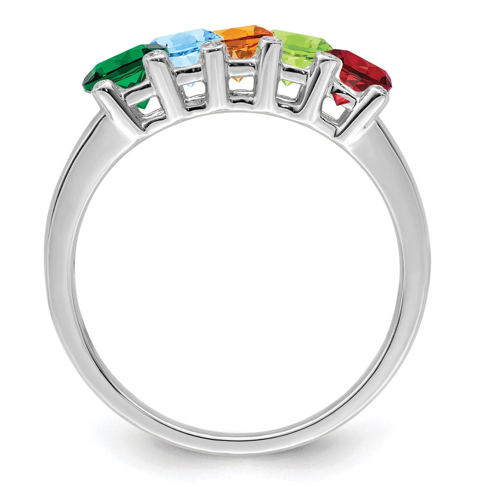 14K White Gold Family Jewelry Genuine Stone & Diamond Set Ring