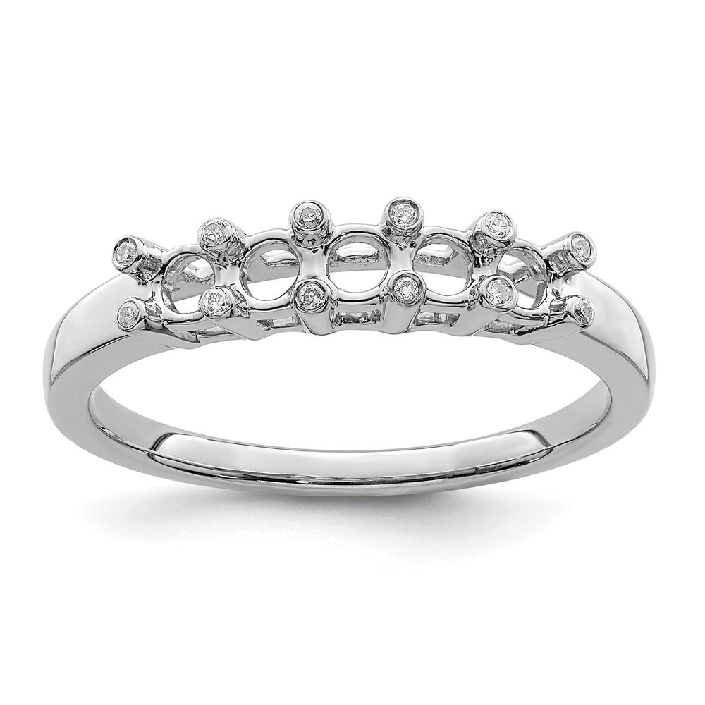 14K White Gold Family Jewelry Genuine Stone & Diamond Set Ring