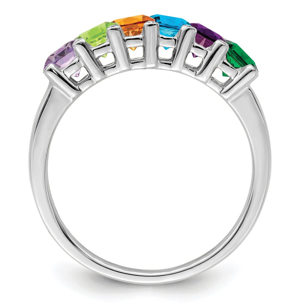 14K White Gold Family Jewelry Genuine Stone & Diamond Set Ring