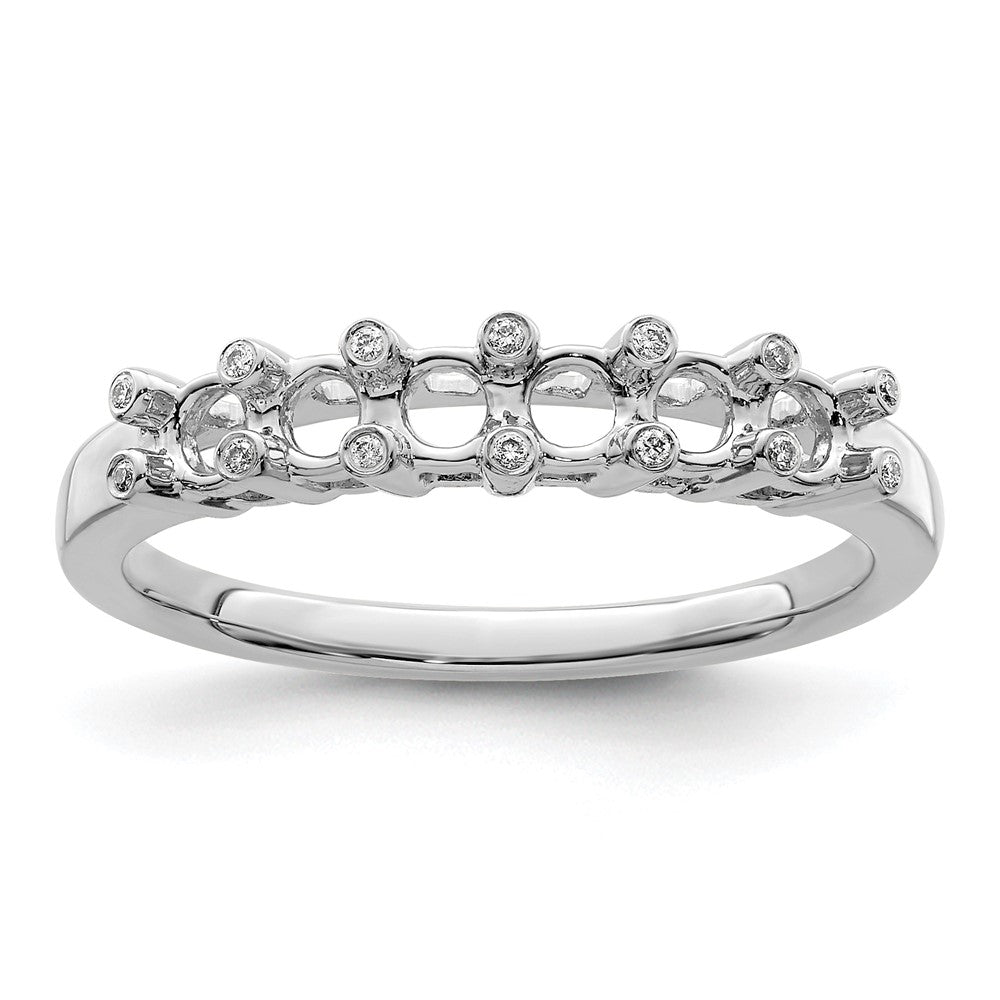 14K White Gold Family Jewelry Genuine Stone & Diamond Set Ring
