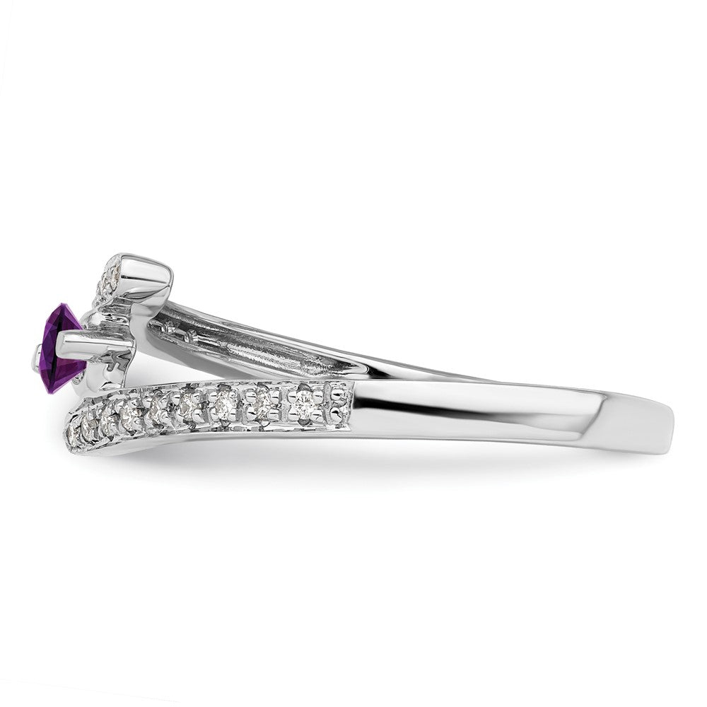 14K White Gold Family Jewelry Genuine Stone & Diamond Set Ring