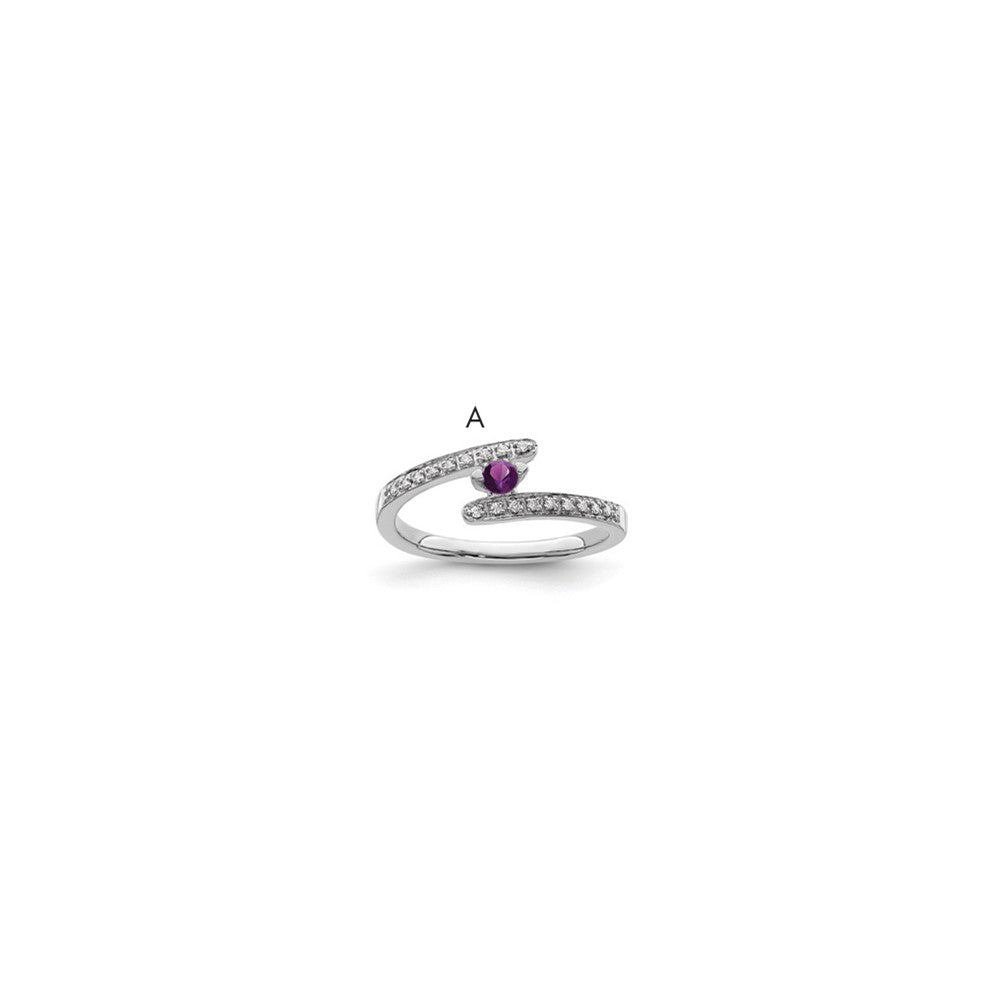 14K White Gold Family Jewelry Synthetic Stone & Diamond Set Ring