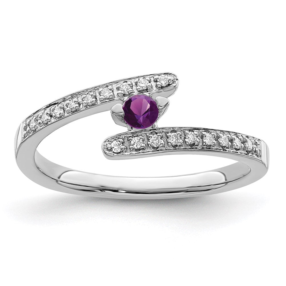 14K White Gold Family Jewelry Synthetic Stone & Diamond Set Ring