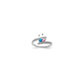 14K White Gold Family Jewelry Synthetic Stone & Diamond Set Ring